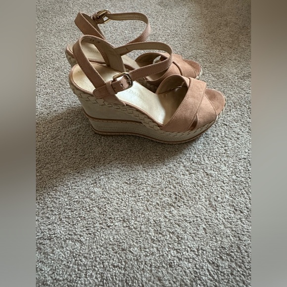 Stuart Weitzman Peach Suede Wedge Espadrilles with Strapes size 6.5M - Picture 3 of 6